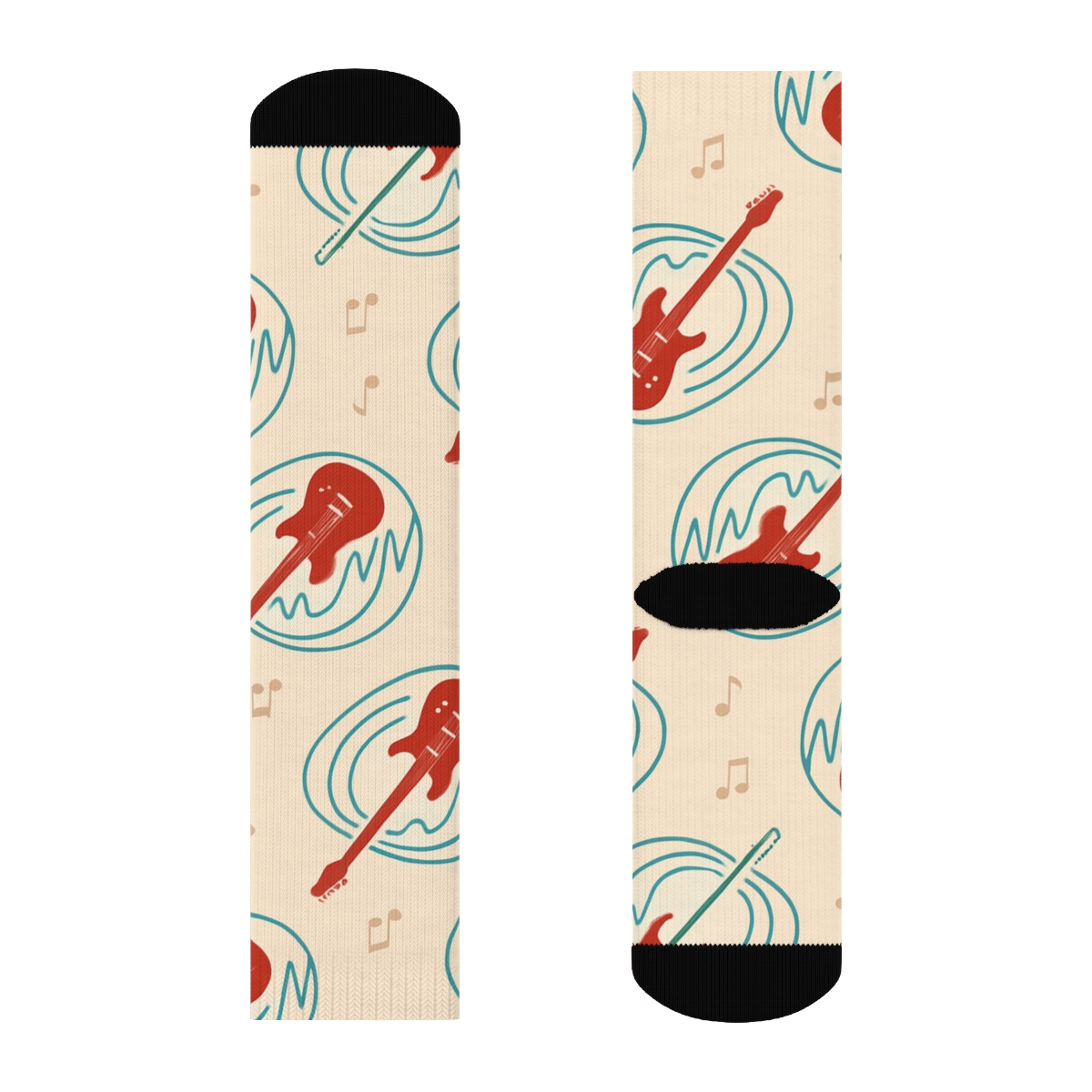 Sound Wave Lattice With Guitar Silhouettes custom crew socks
