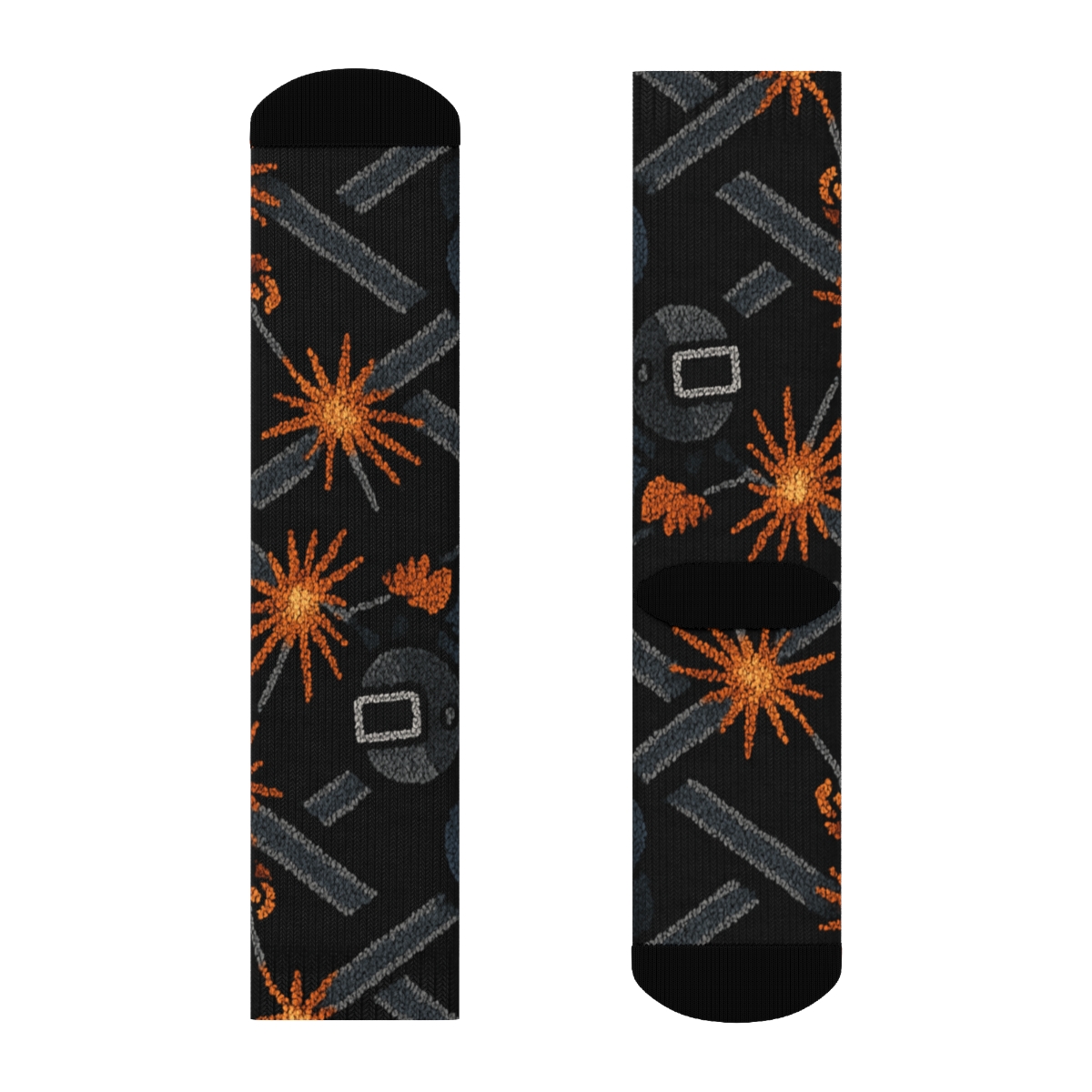 Spark Grid Welder Workshop Pattern premium sports crew socks