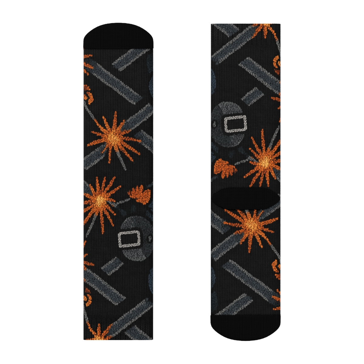 Spark Grid Welder Workshop Pattern premium sports crew socks