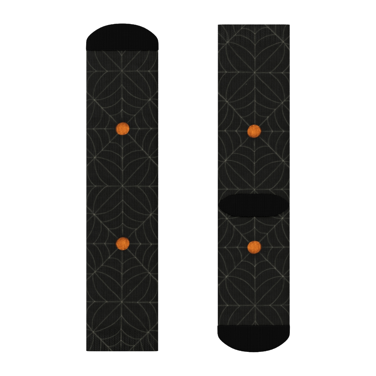Spider Web Overlay With Orange Pumpkin Nodes On Black Background stylish athletic crew socks