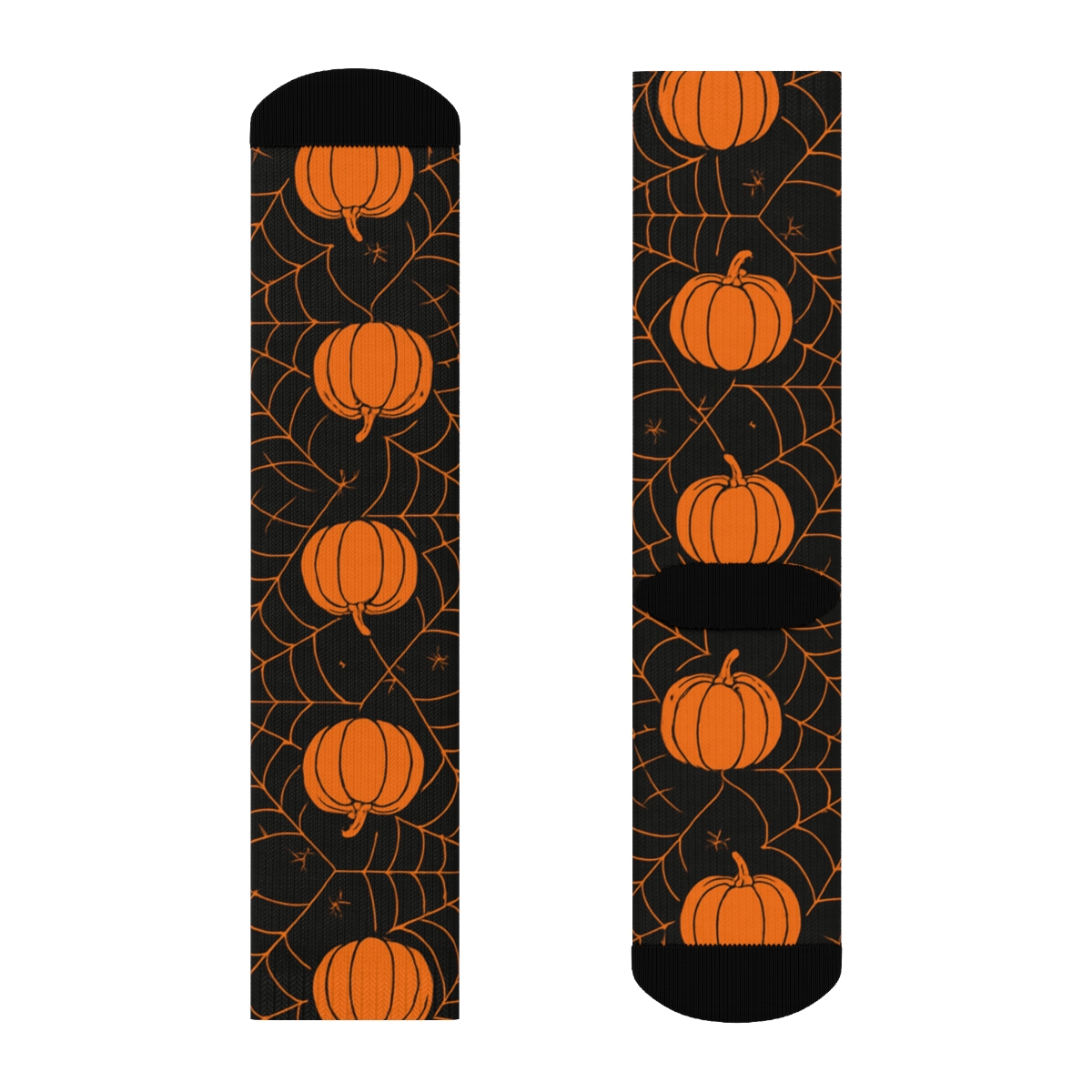 Spider Web Overlay With Pumpkin Corners On Black Background soft everyday crew socks