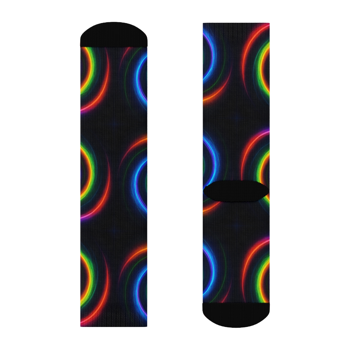 Spiral Whorl Grid On Black Field custom crew socks