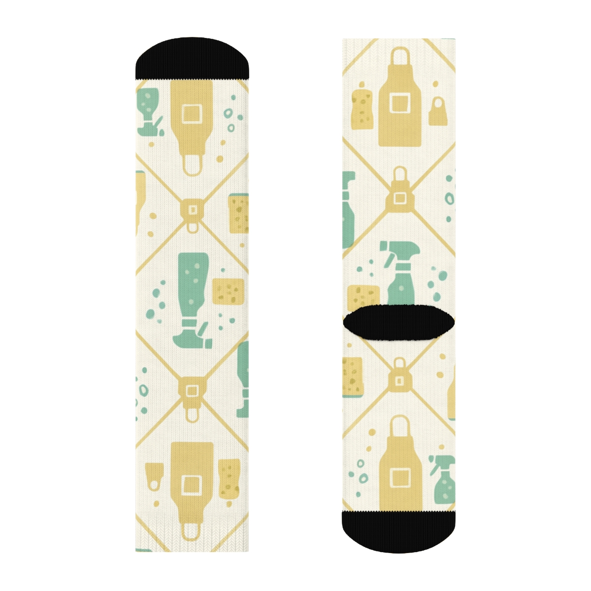 Sponges And Suds Housekeeper Lattice designer printed crew socks