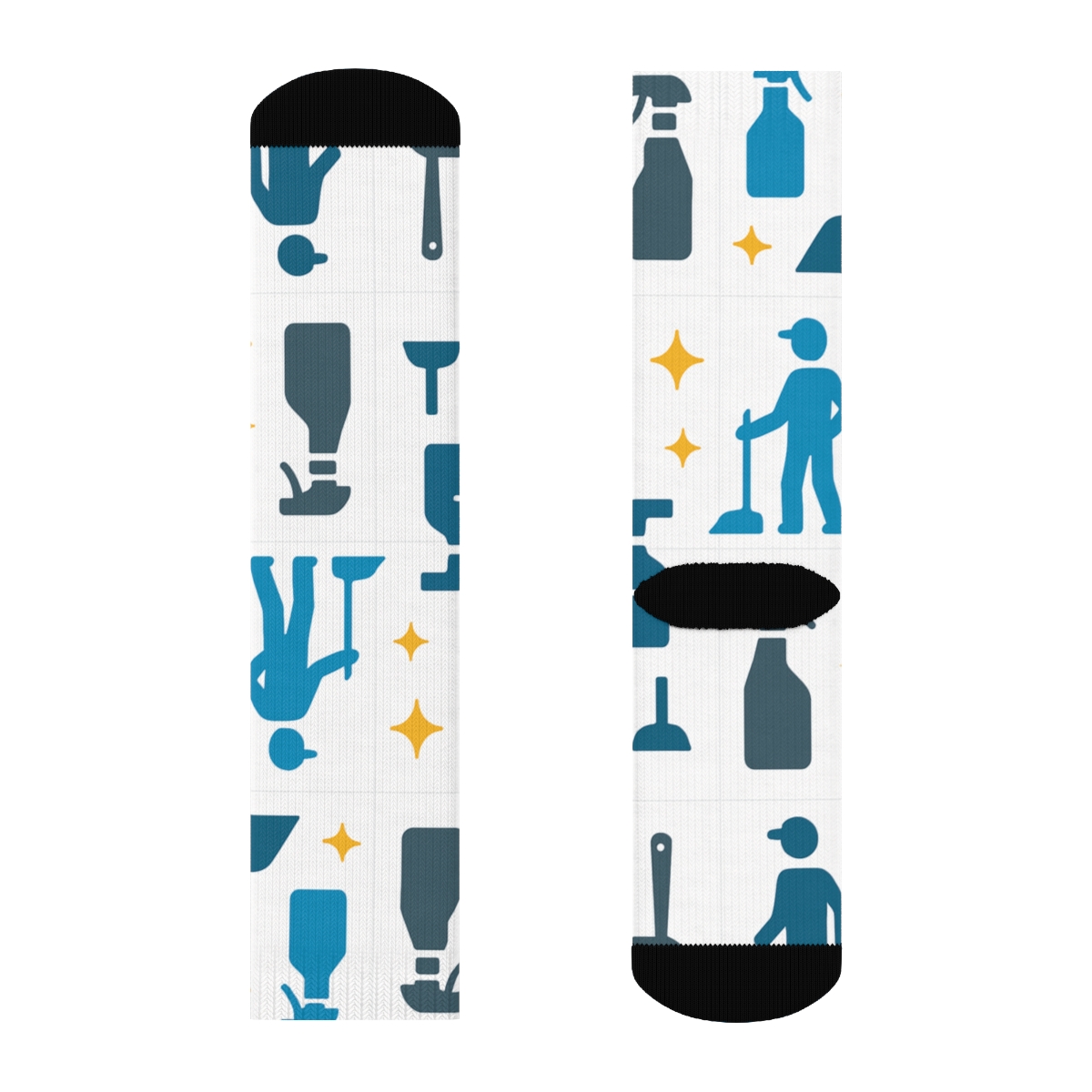 Spray Bottle Bands with Janitor Silhouettes Crew Socks