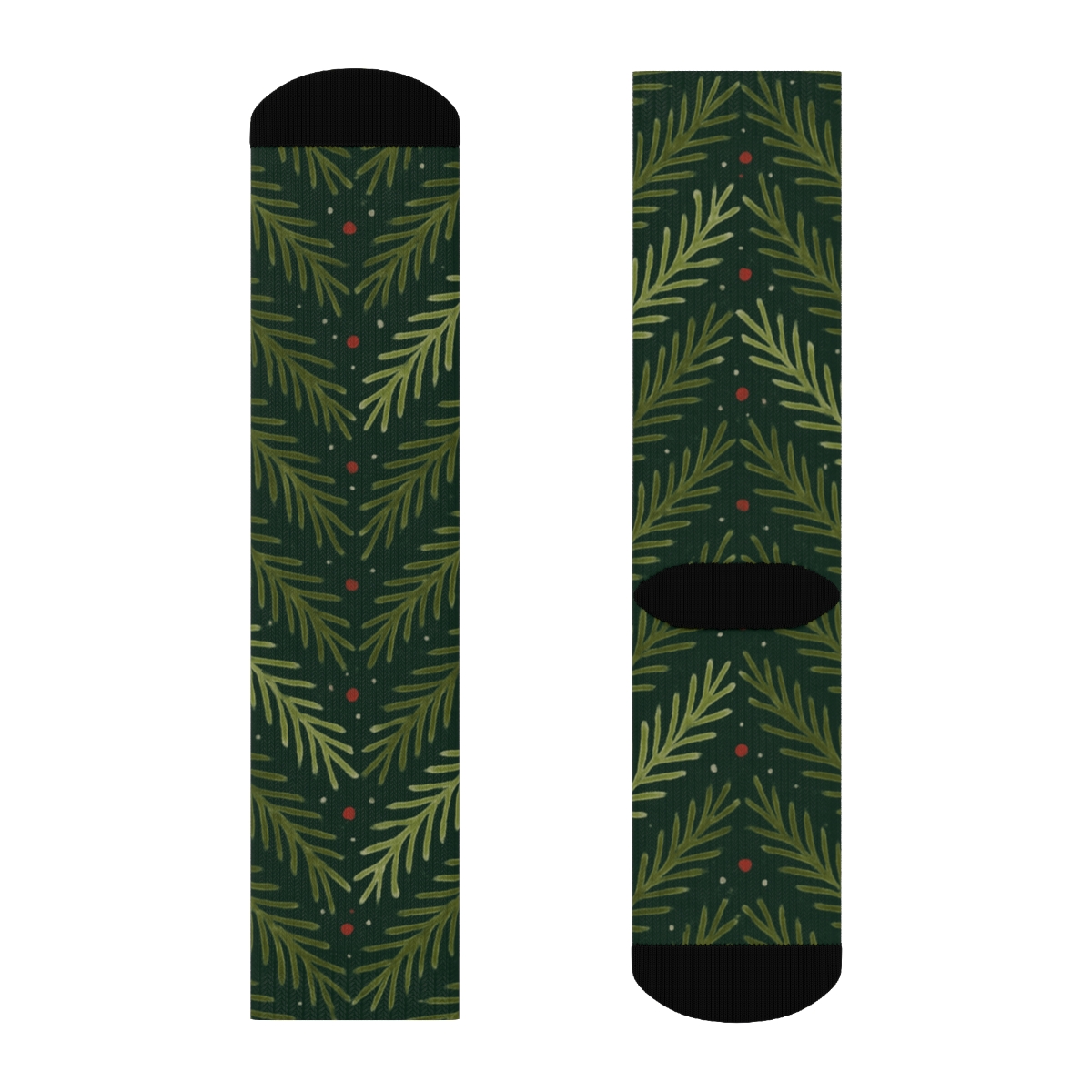 Sprig Chevron With Evergreen Branches Pattern stylish athletic crew socks