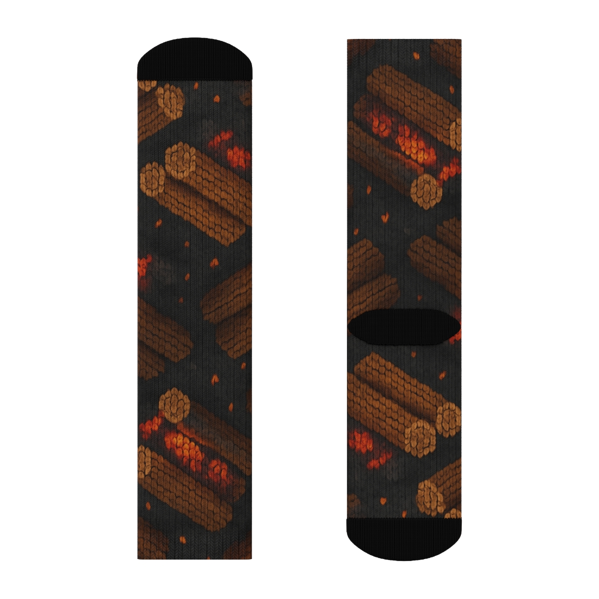 Stacked Log Tessellation In Heart Glow designer printed crew socks