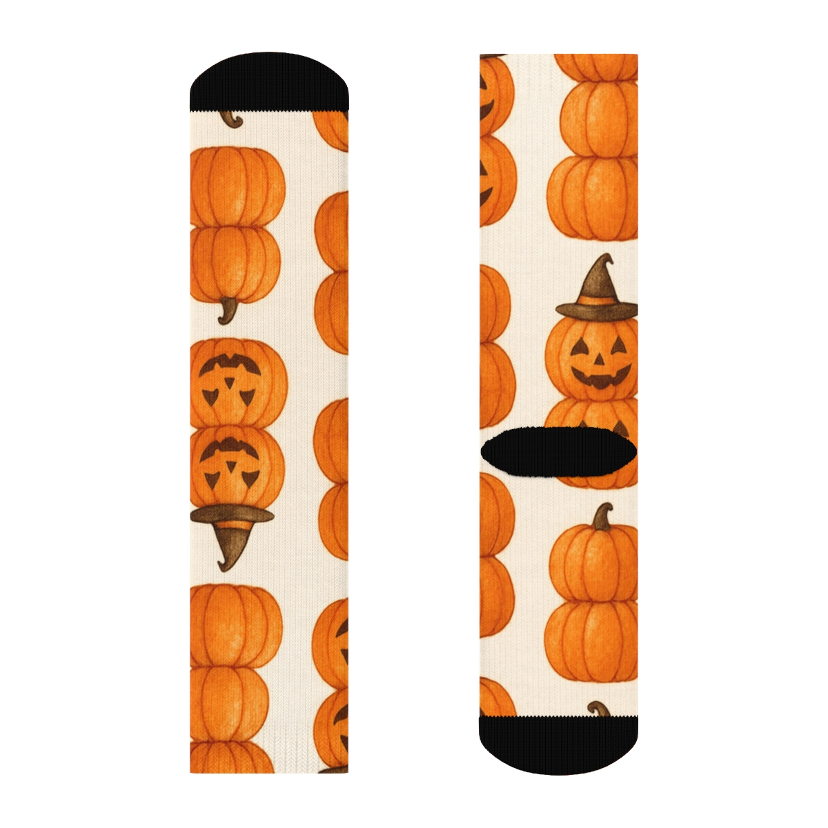 Stacked Pumpkin Column Repeat On White Background soft everyday crew socks