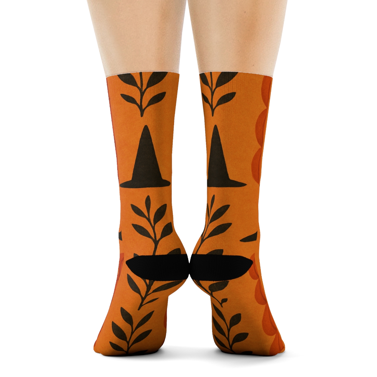 Stacked Pumpkin Vertical Repeat On Orange Background custom crew socks