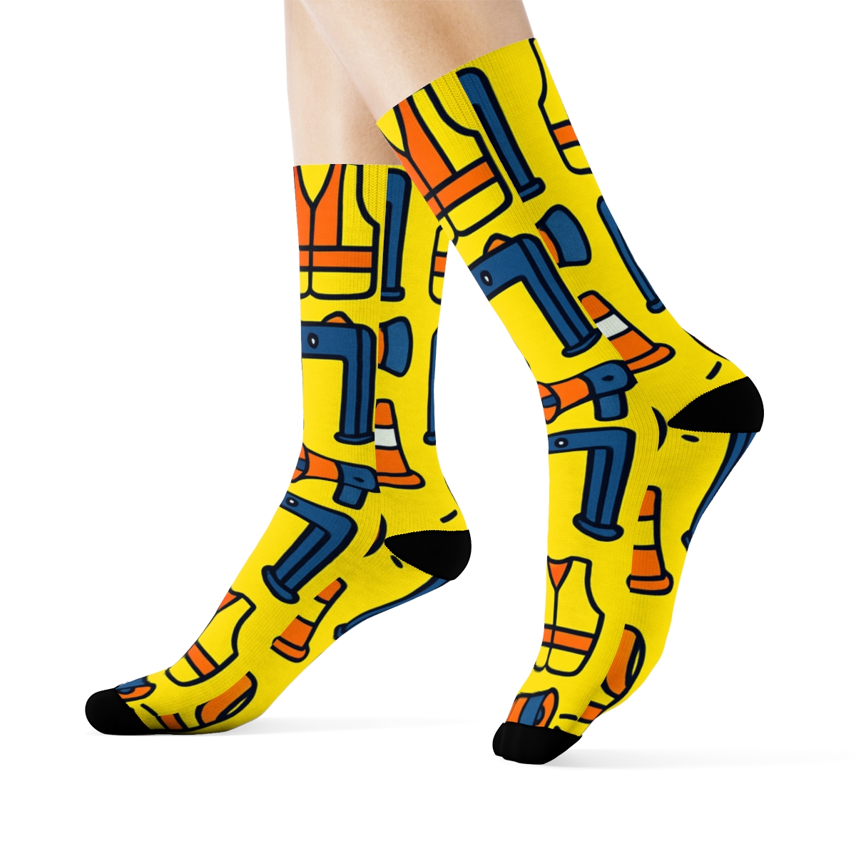 Stadium Checkpoint Parade With Security Guard Icons trendy patterned crew socks