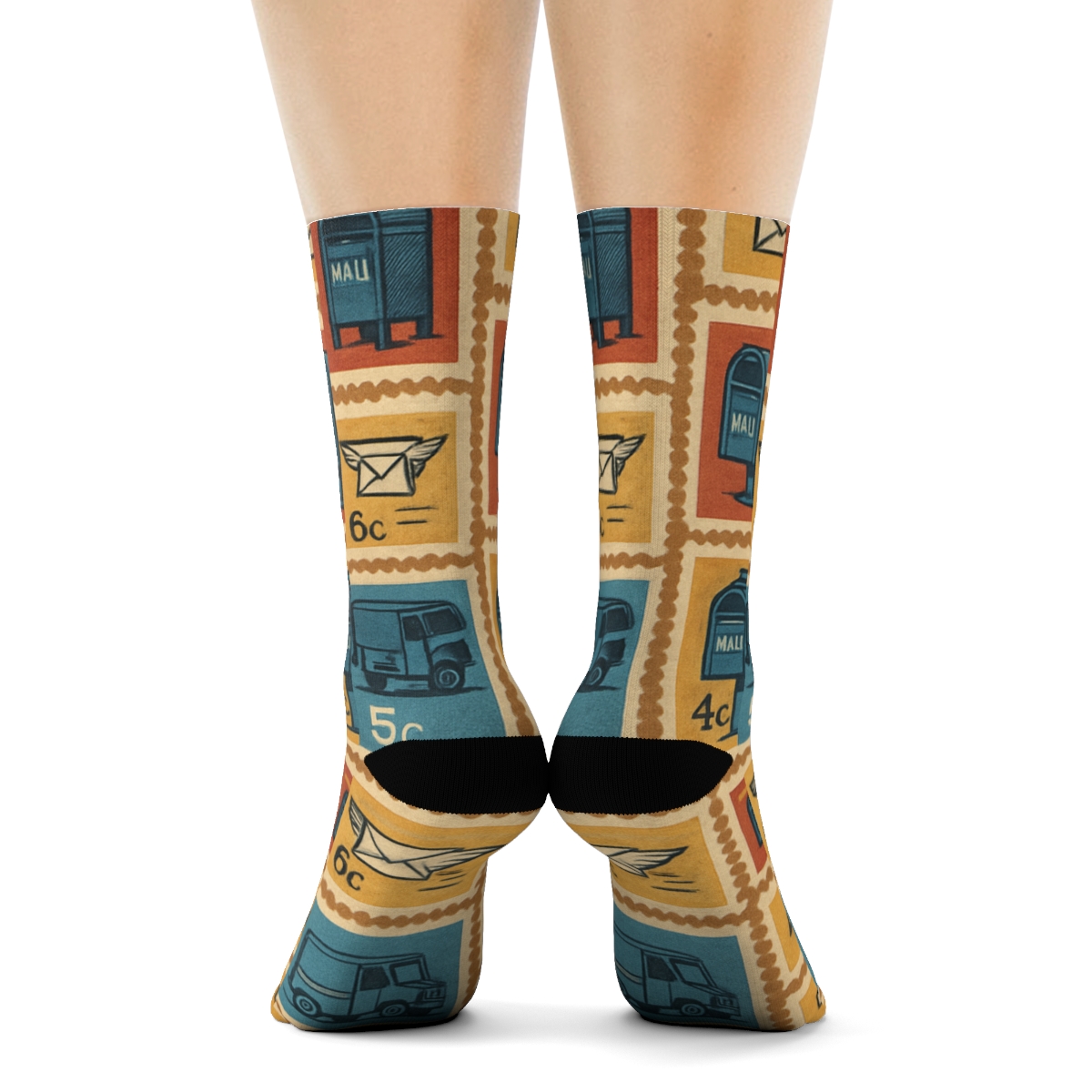 Stamp Grid Collage, Mail Carrier Edition soft everyday crew socks