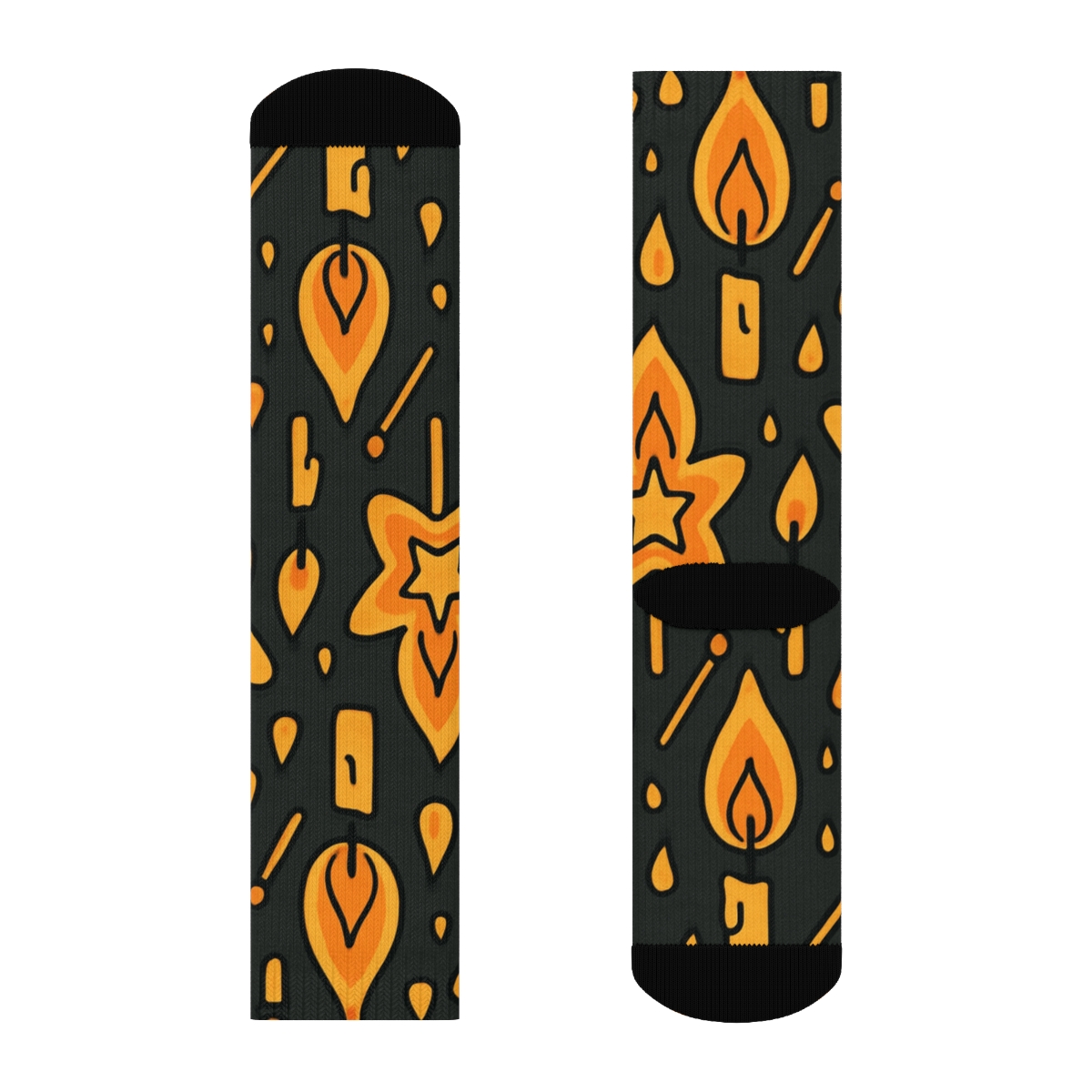 Star-Trace Candle-Flame Tessellation soft everyday crew socks