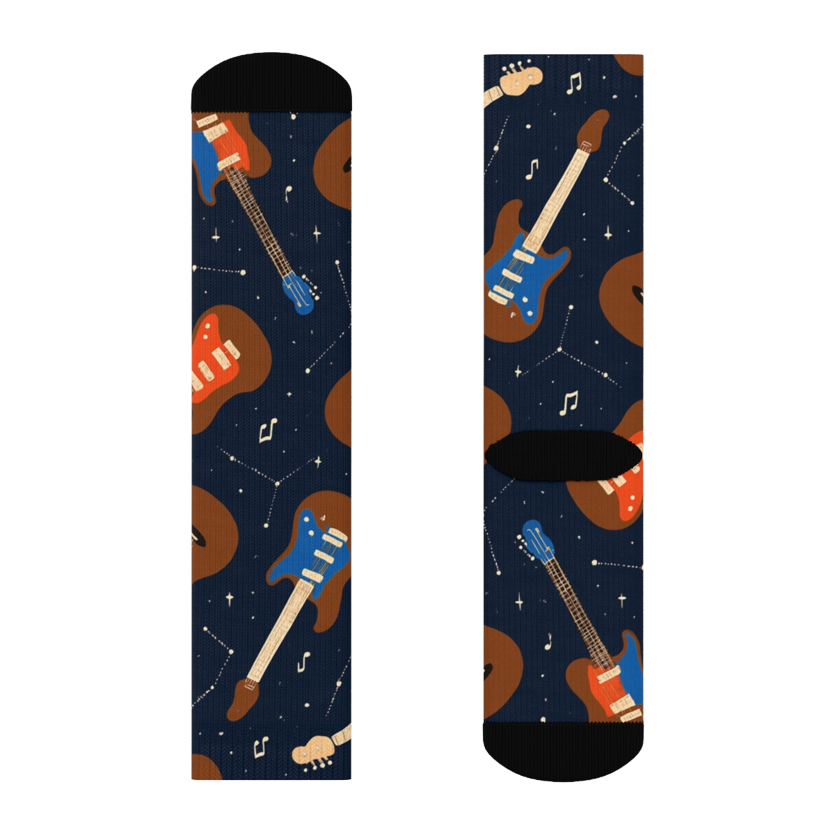 Starfield Guitar Constellation Pattern comfortable cotton crew socks