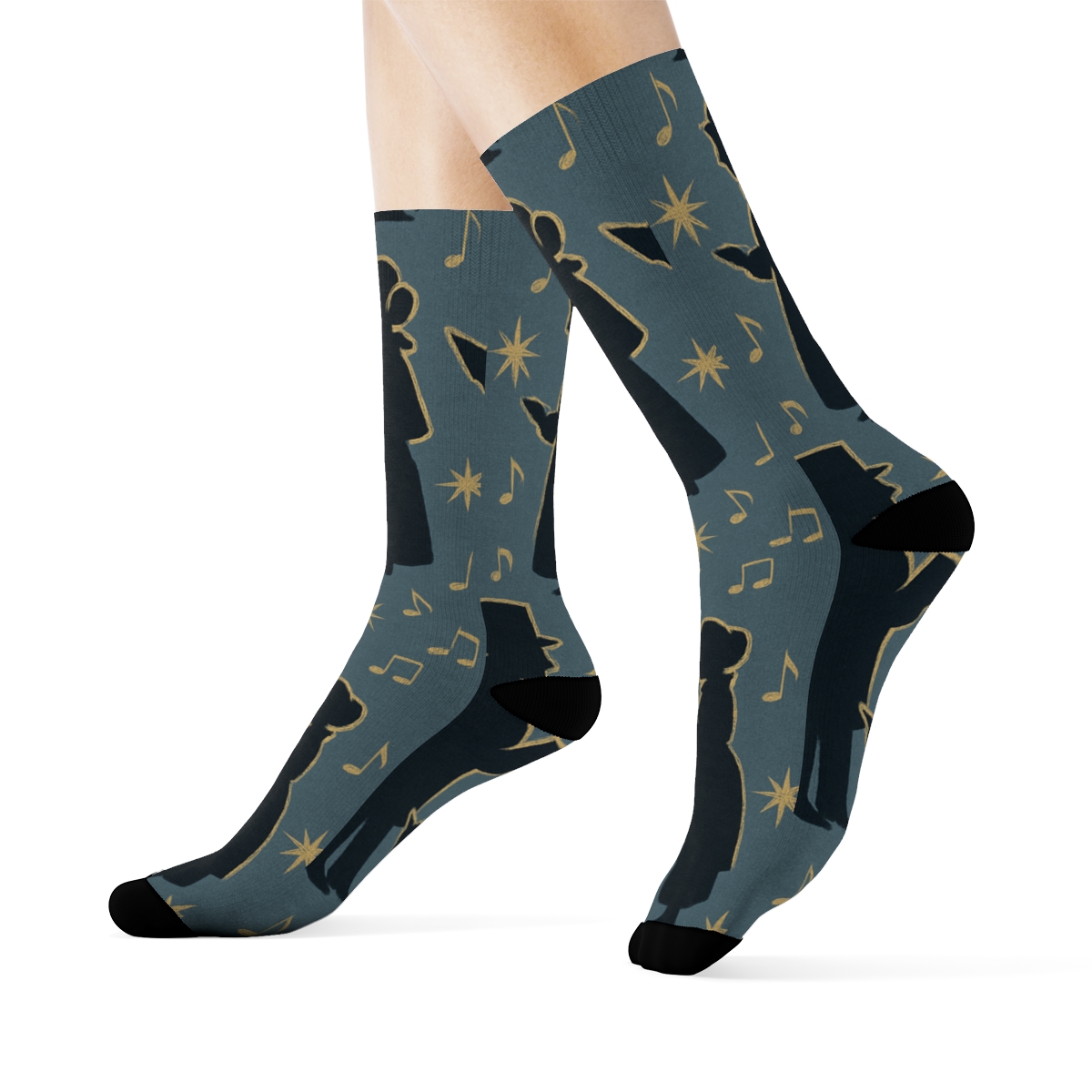 Starlight Caroler Xmas Silhouettes stylish athletic crew socks