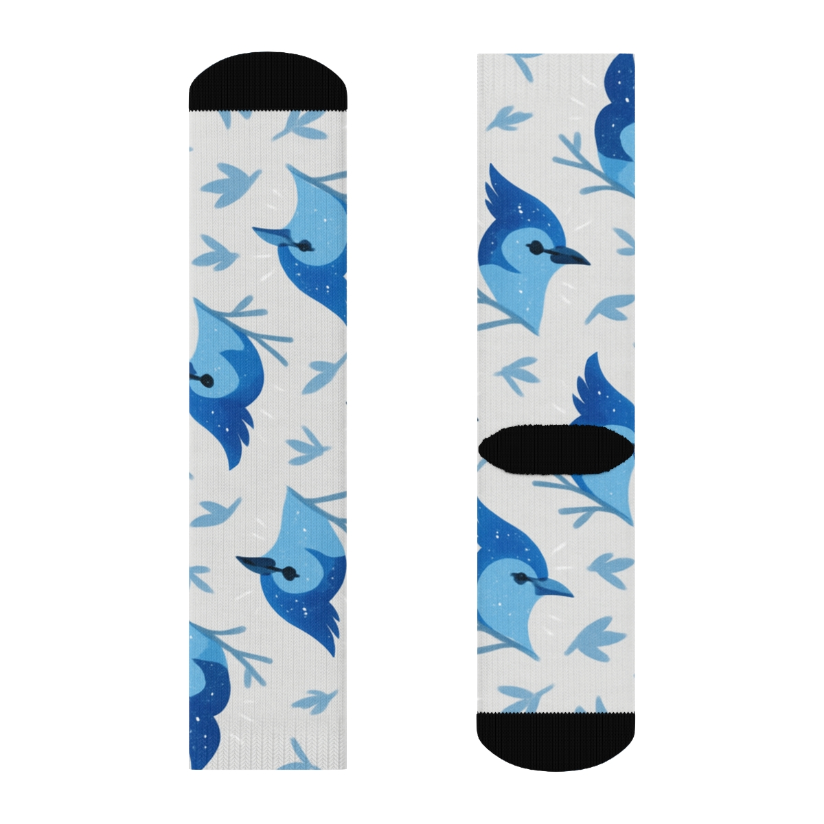 Starlit Blue Jay Crest Scatter On Soft Light Gray custom crew socks