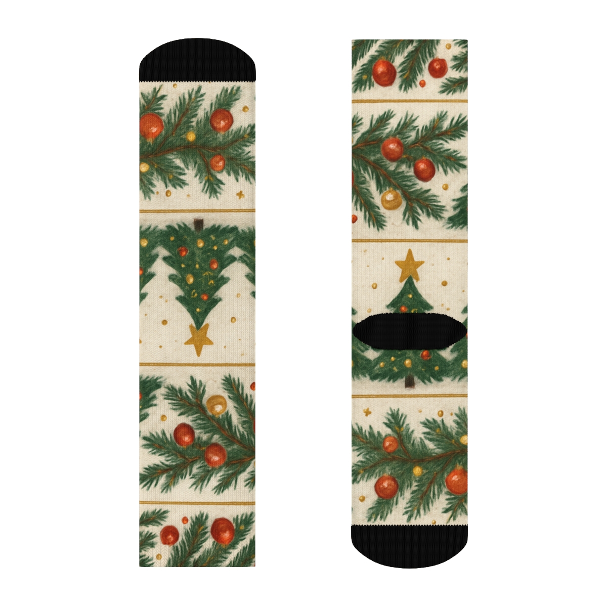 Starlit Gift Wrap Pattern Christmas Tree Edition personalized crew socks