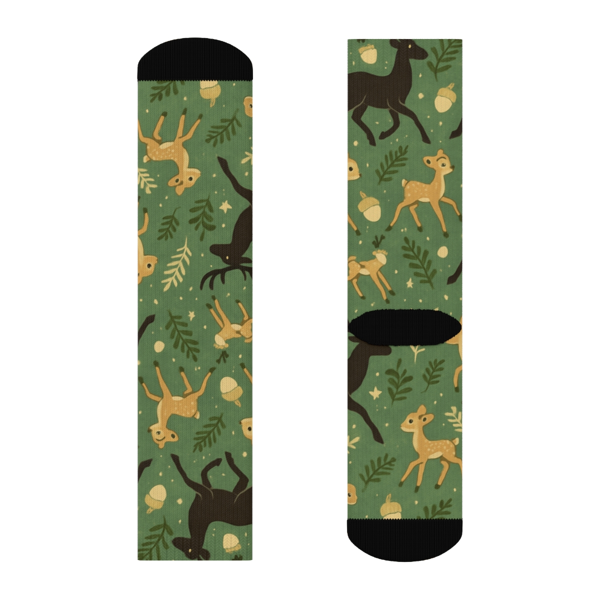 Starlit Meadow Mosaic With Deer Silhouettes comfortable cotton crew socks