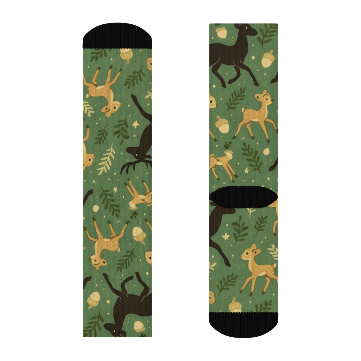 Starlit Meadow Mosaic With Deer Silhouettes comfortable cotton crew socks