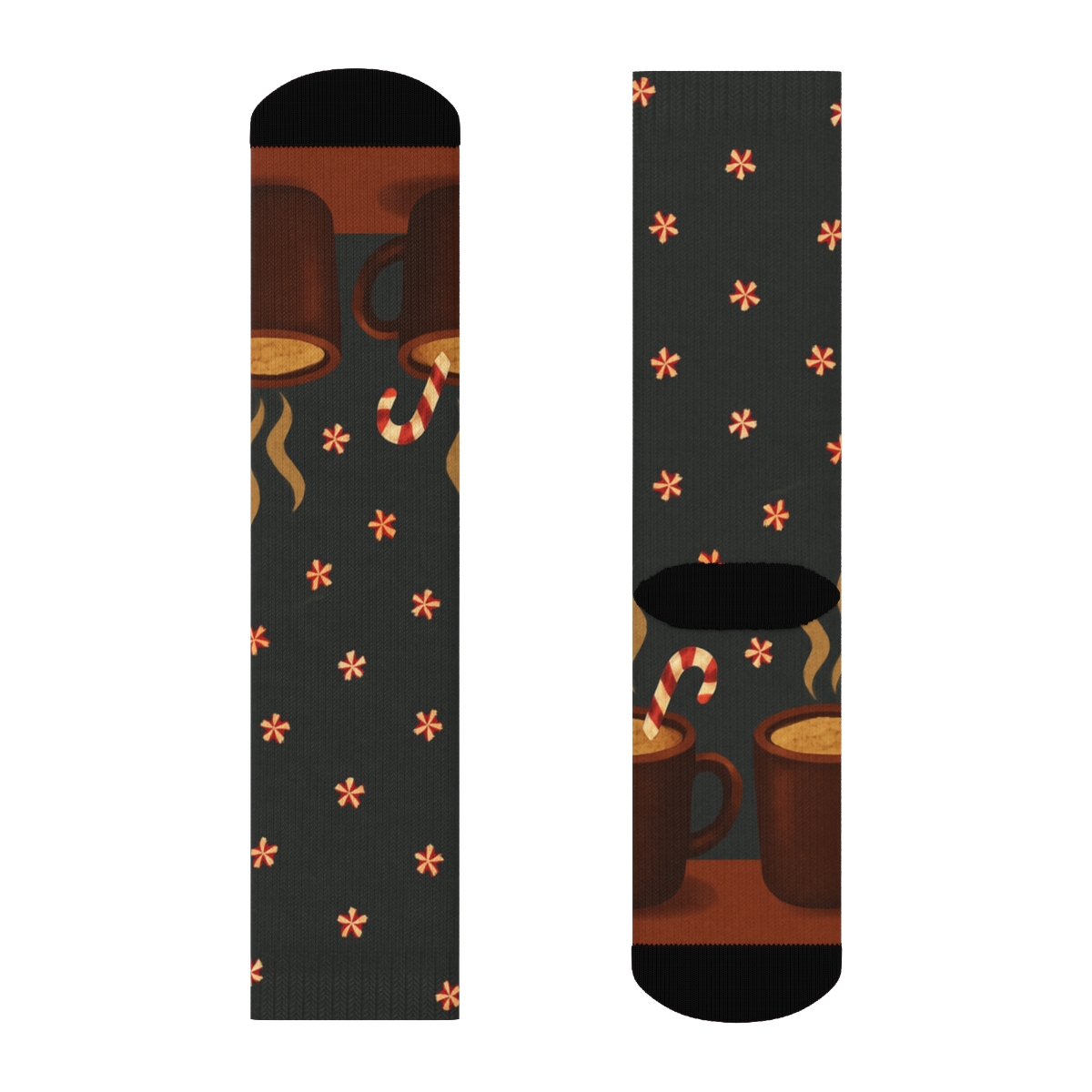 Starlit Mug Border With Cozy Candy Canes personalized crew socks