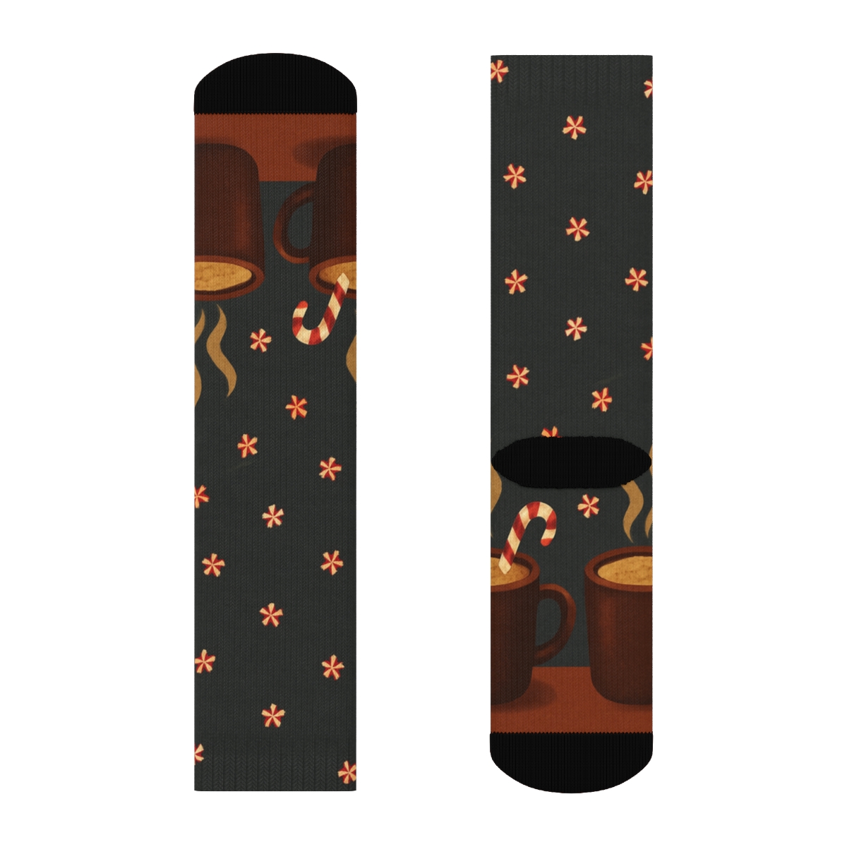 Starlit Mug Border With Cozy Candy Canes personalized crew socks