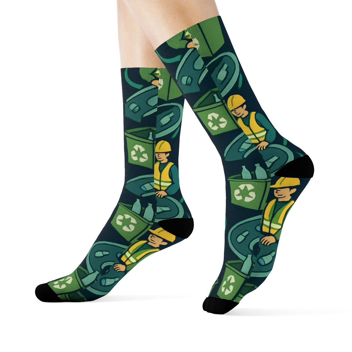 Starlit Shift Grid For Recycling Plant Worker Teams unique graphic crew socks