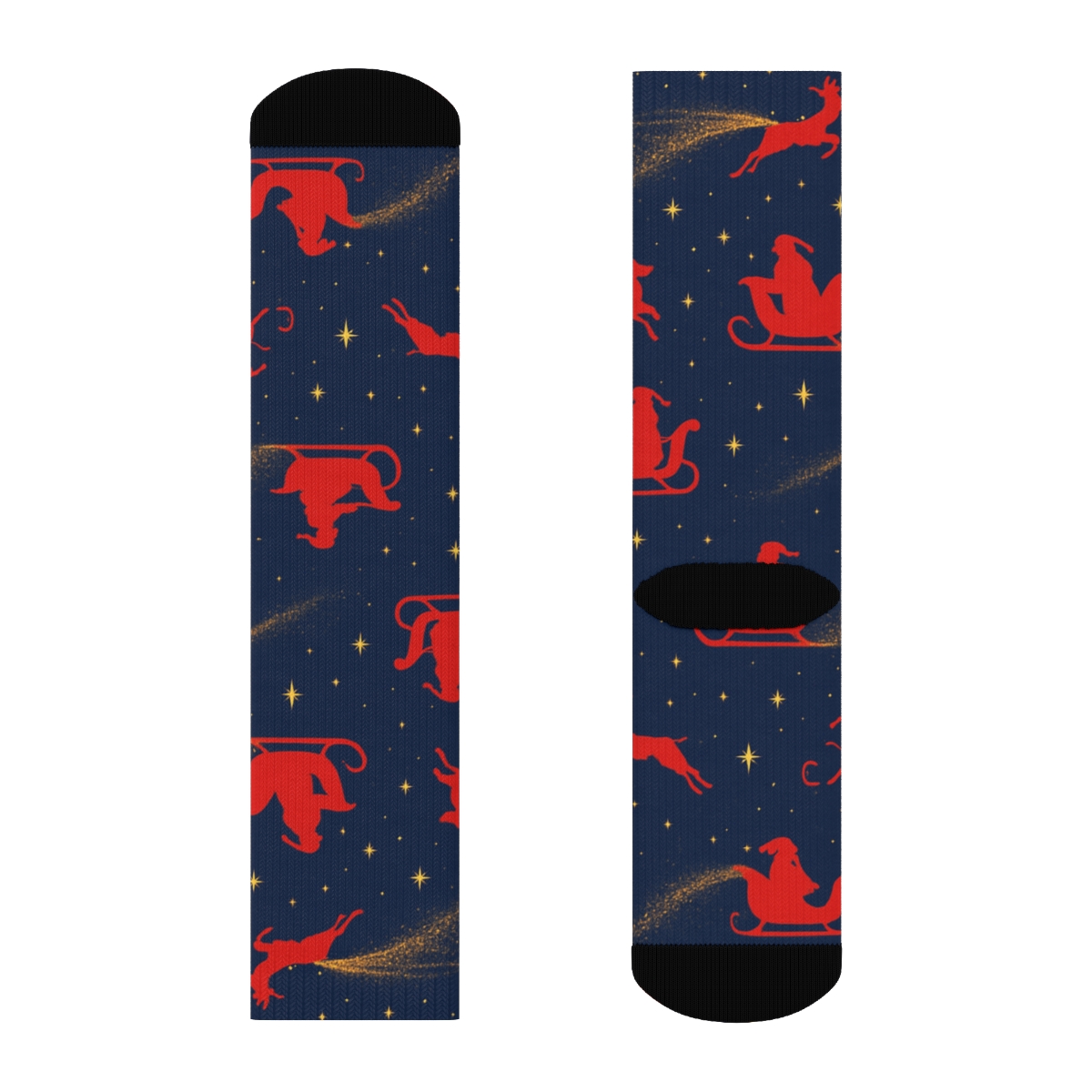 Starlit Sleigh Ride On Indigo Background personalized crew socks