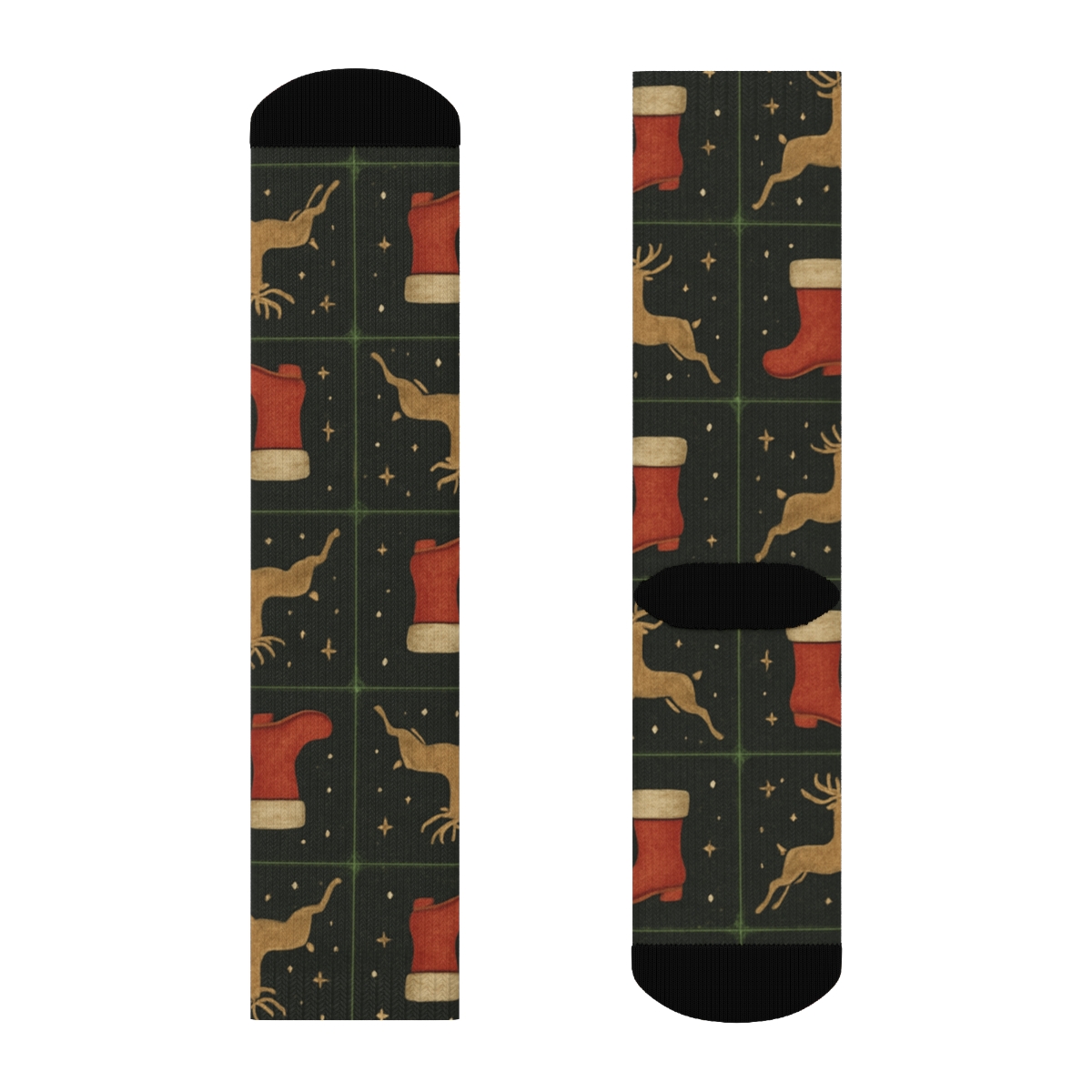 Starry Reindeer Grid Santa Claus trendy patterned crew socks
