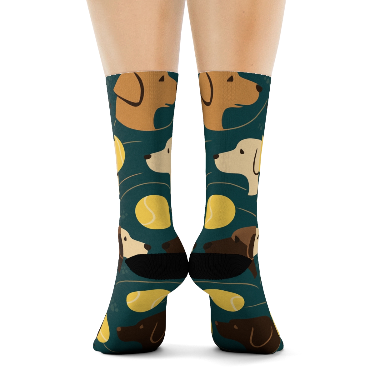Starry Tennis Ball Orbit Pattern Labrador Retriever custom crew socks