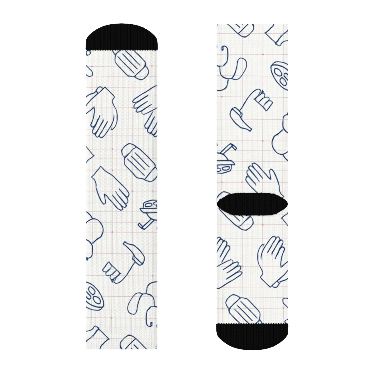 Sterile Blueprint Pattern With Surgeon Icons stylish athletic crew socks