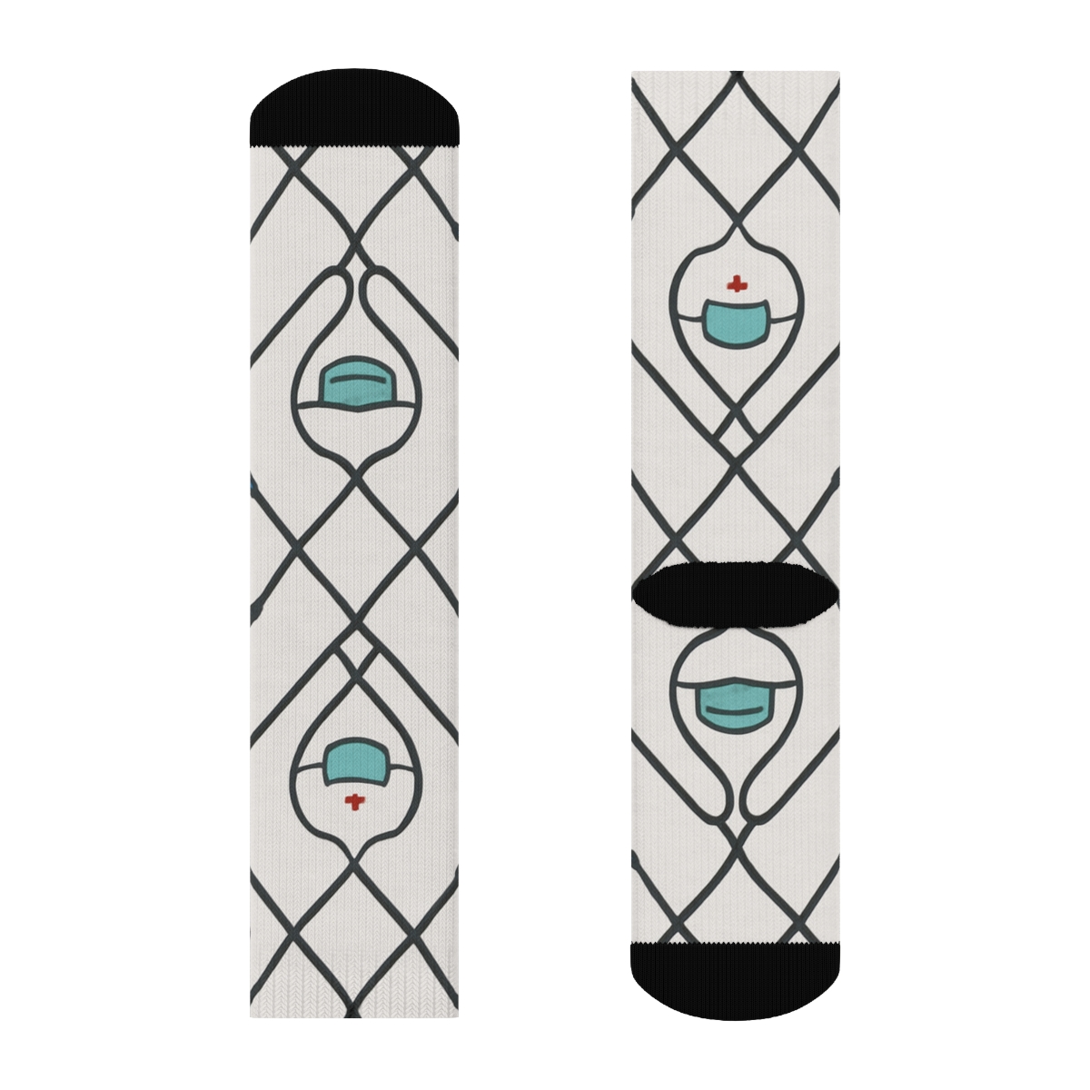 Stethoscope-Lattice Nurse Dreamscape trendy patterned crew socks