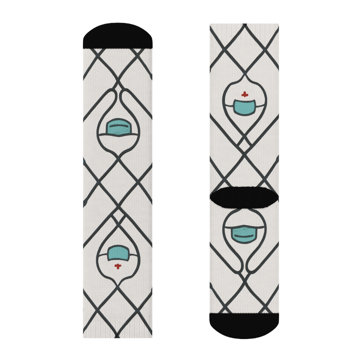 Stethoscope-Lattice Nurse Dreamscape trendy patterned crew socks