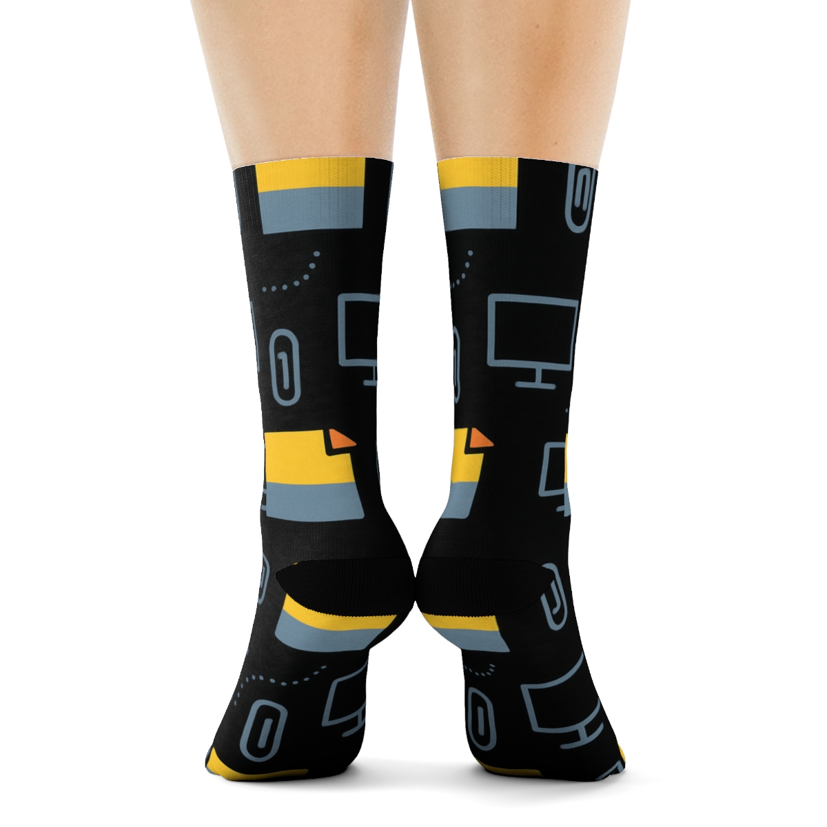 Sticky Note Orbit Grid For Office Manager designer printed crew socks