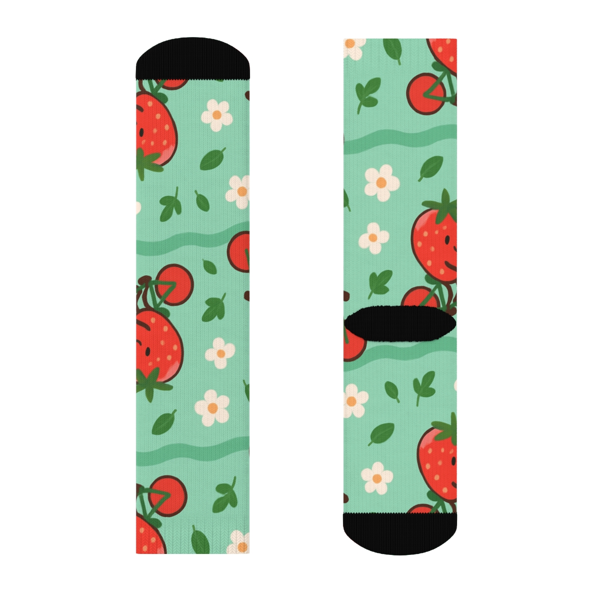 Strawberry Bicycle Parade Field trendy patterned crew socks