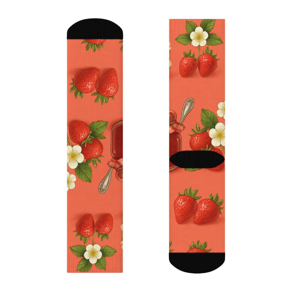 Strawberry Shortcake Band Wrap On Coral trendy patterned crew socks