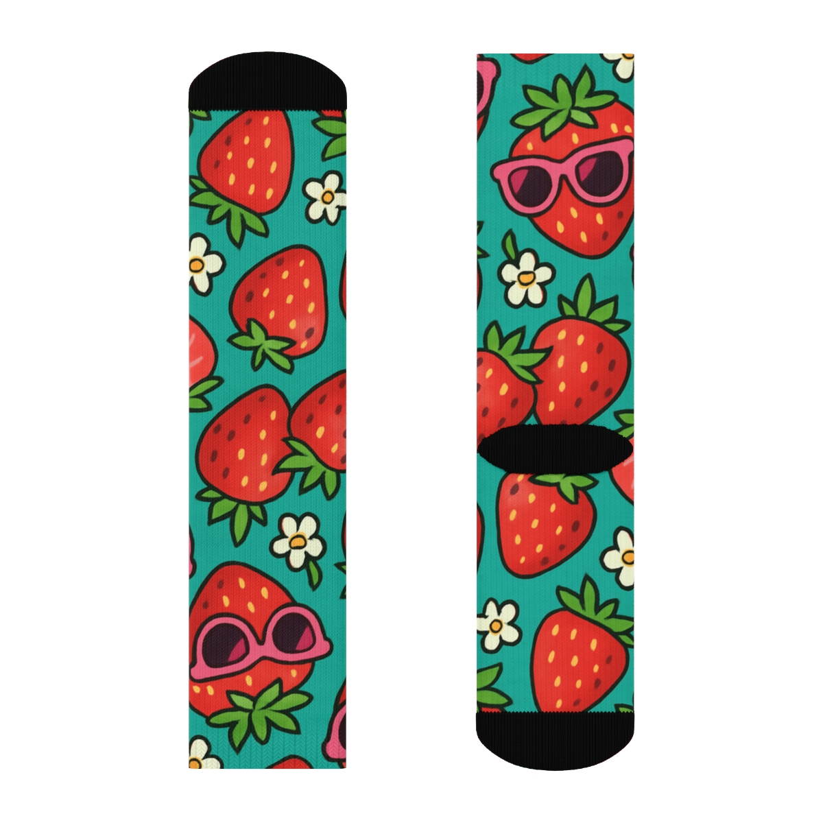 Strawberry Sunglasses Parade Pattern designer printed crew socks