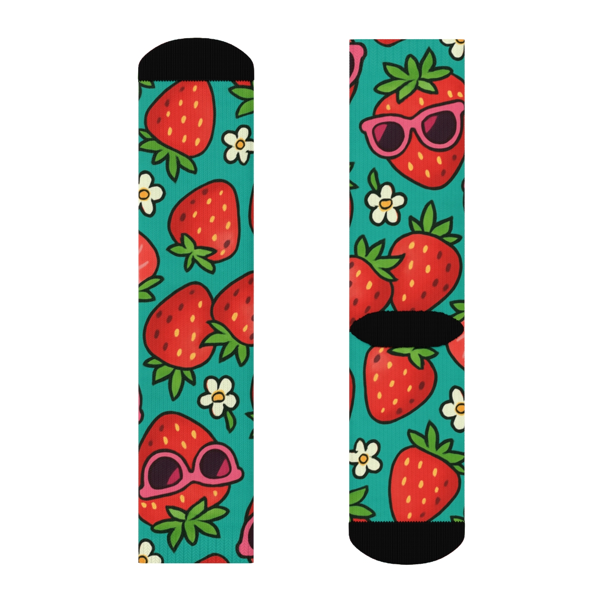 Strawberry Sunglasses Parade Pattern designer printed crew socks