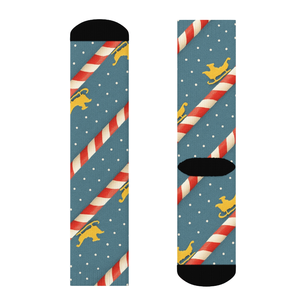 Striped Candy Sleigh Track Xmas Path stylish athletic crew socks