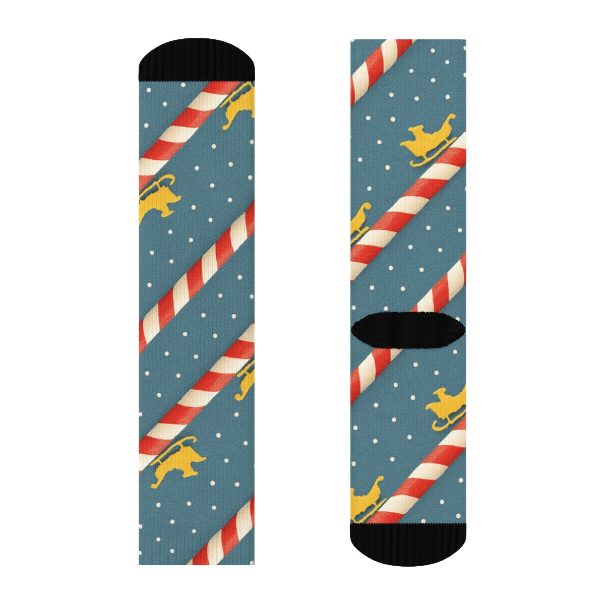 Striped Candy Sleigh Track Xmas Path stylish athletic crew socks