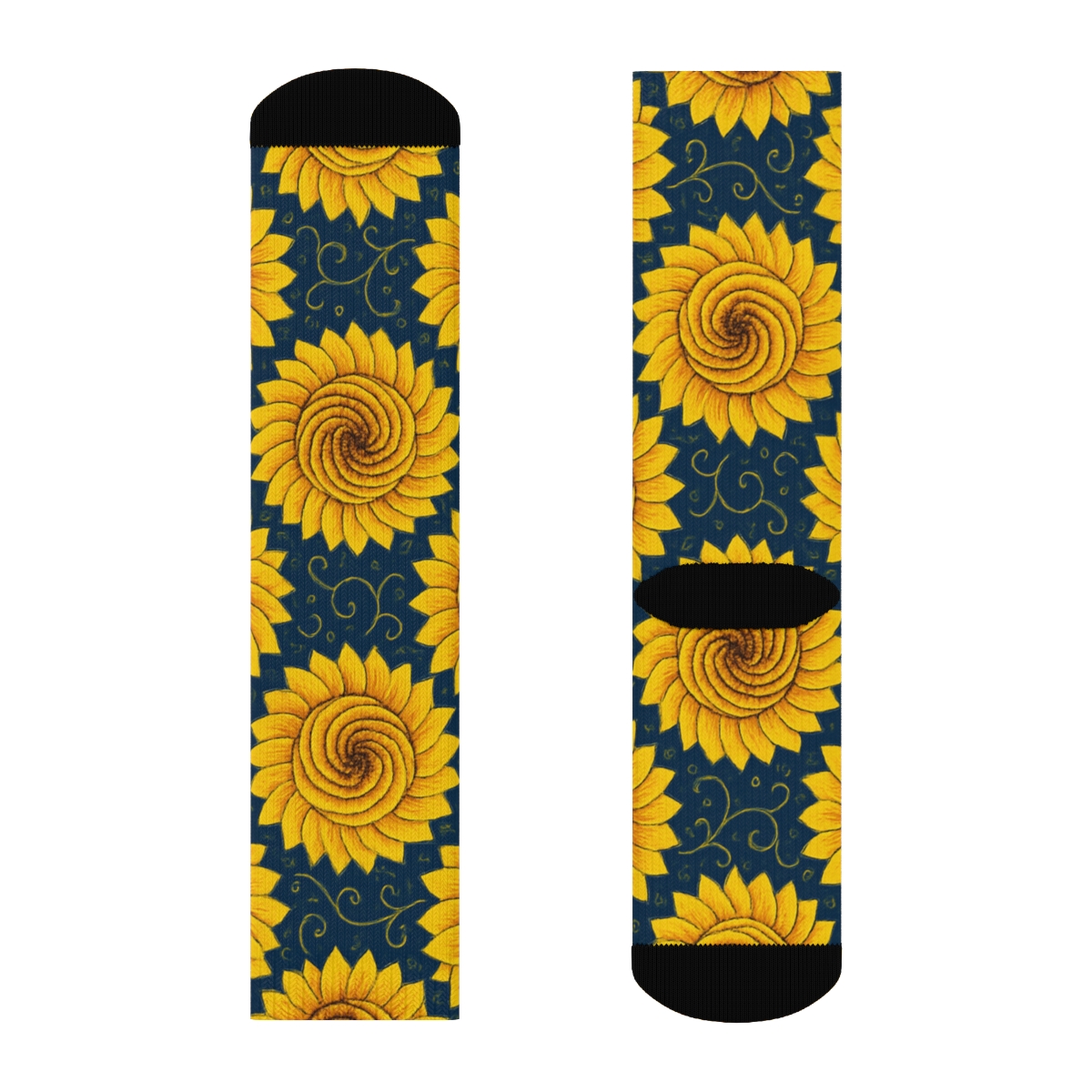 Sunflower Spiral Tessellation custom crew socks