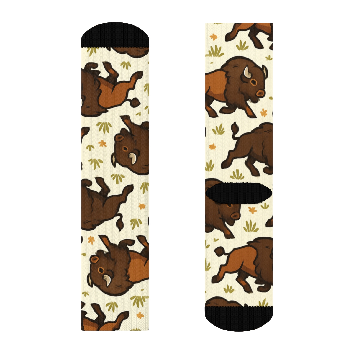 Sunlit Meadow with Running Bison Repeat Crew Socks