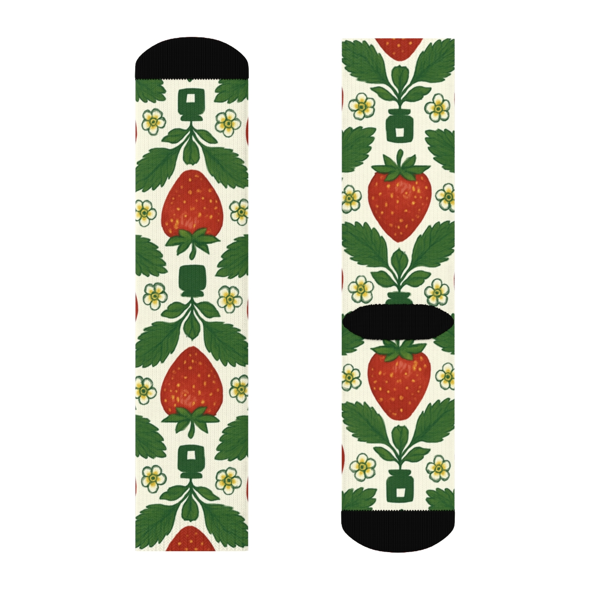 Sunlit Strawberry Grid On White Background personalized crew socks