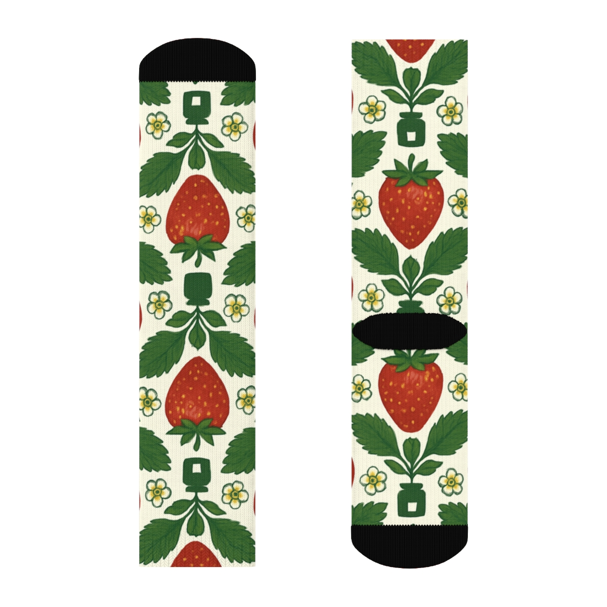 Sunlit Strawberry Grid On White Background personalized crew socks