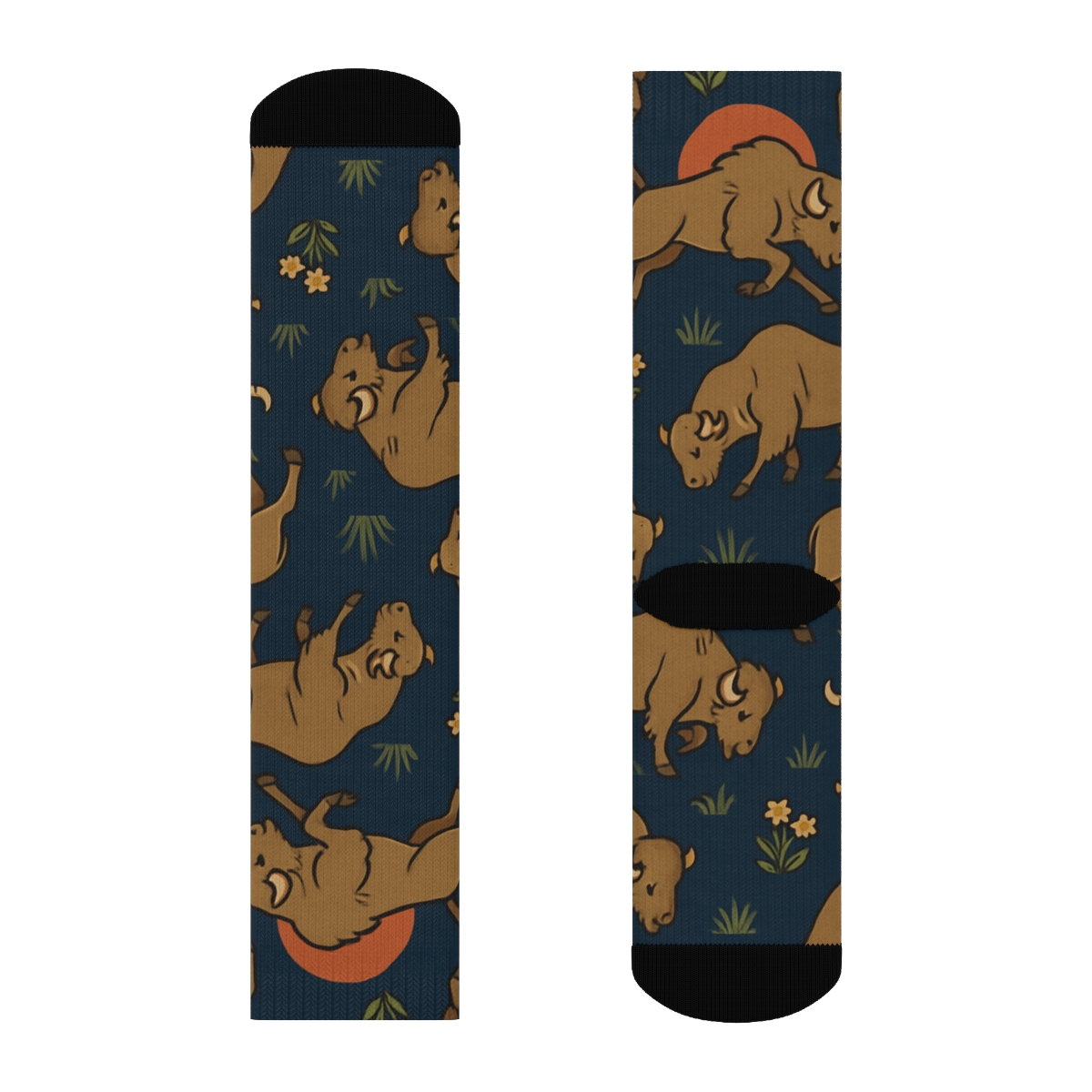 Sunset Herd Scatter, Prairie Bison custom crew socks