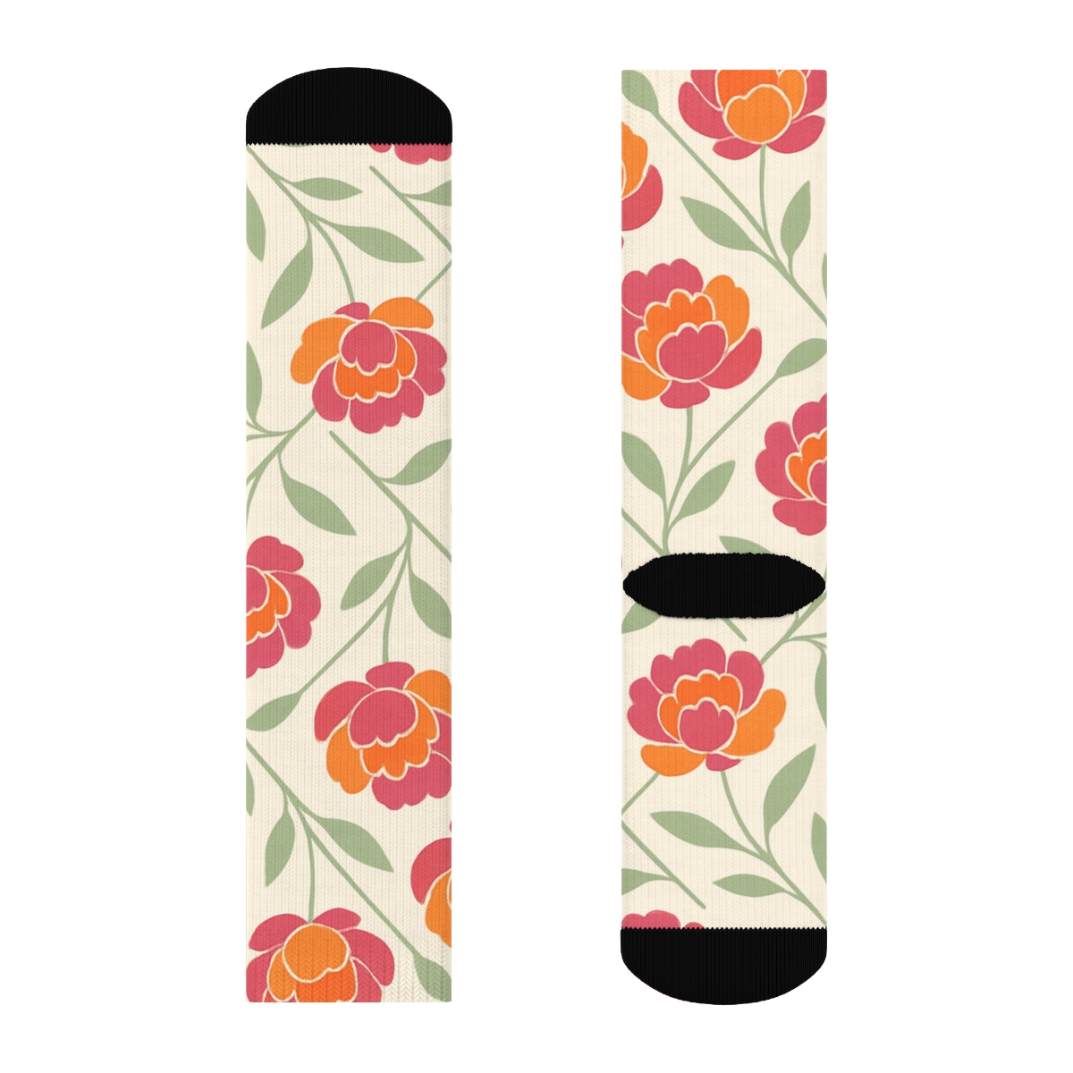Sunset Peony Lattice On Soft Meadow Field premium sports crew socks