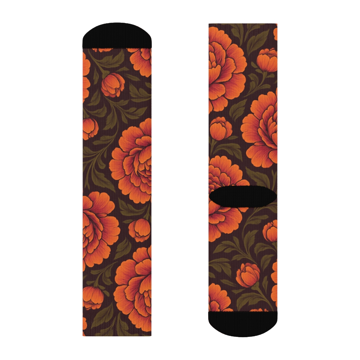 Sunset Peony Medallion Tessellation On Deep Plum Background personalized crew socks