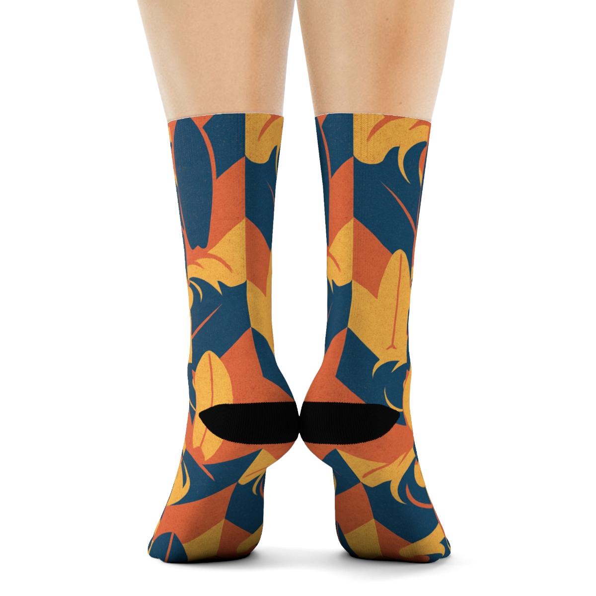 Surfboard Chevron Motion On Sunset designer printed crew socks