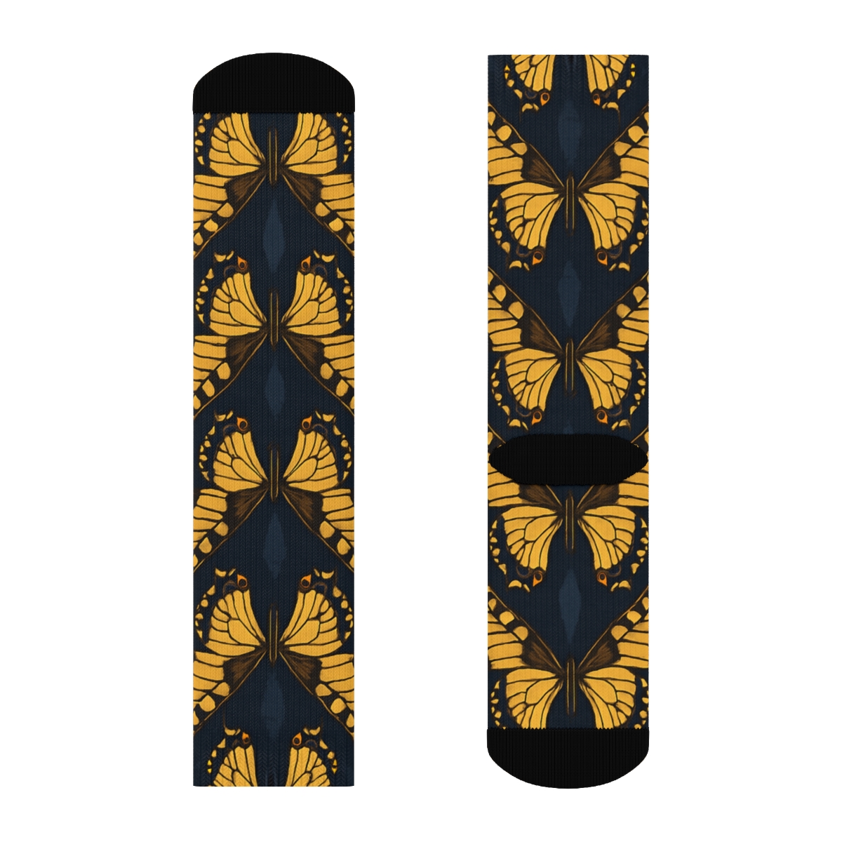 Swallowtail Wing Chevron On Navy Background soft everyday crew socks