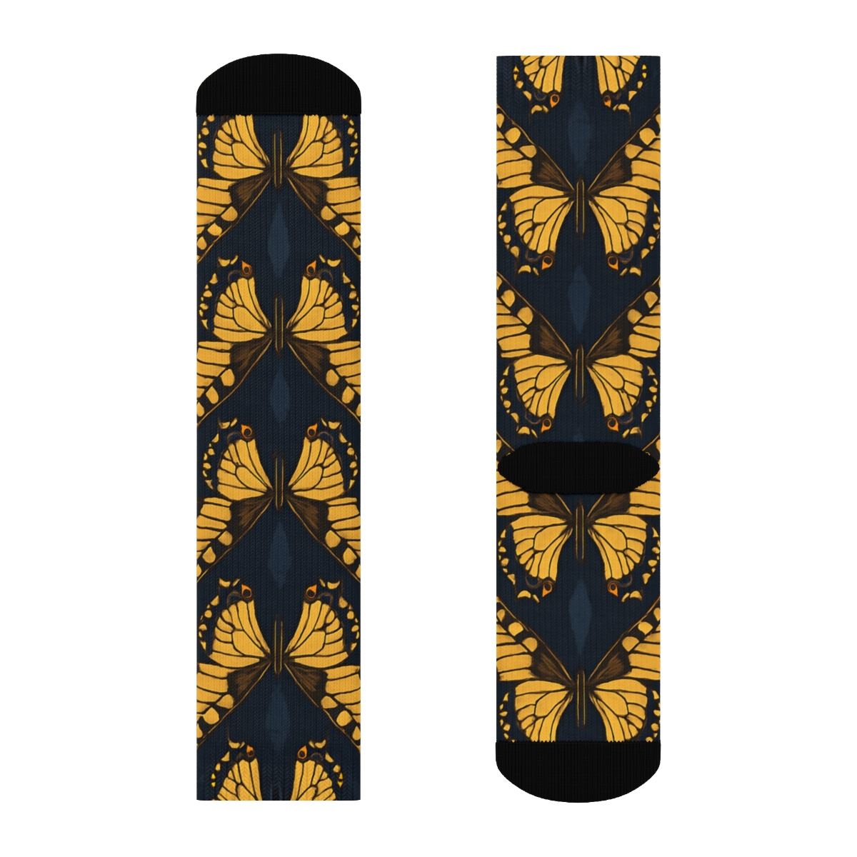 Swallowtail Wing Chevron On Navy Background soft everyday crew socks