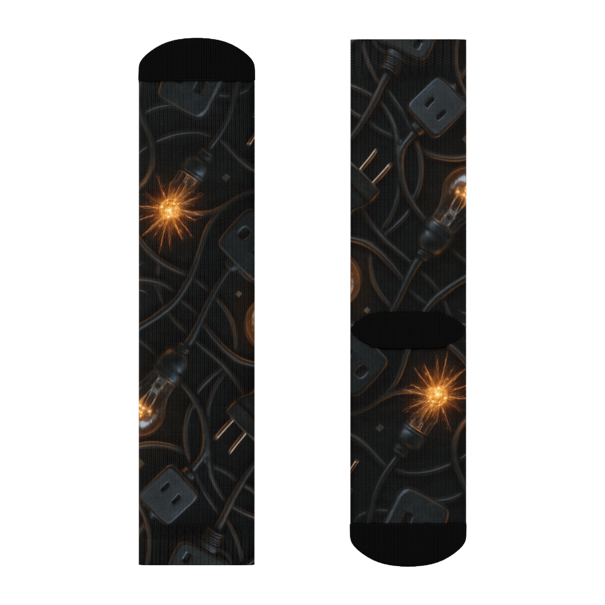 Tangled Cord Starburst Filament Collage On Black stylish athletic crew socks