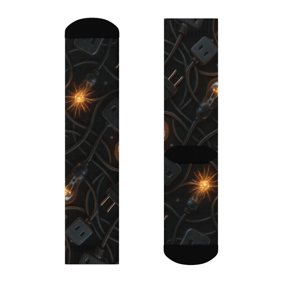 Tangled Cord Starburst Filament Collage On Black stylish athletic crew socks