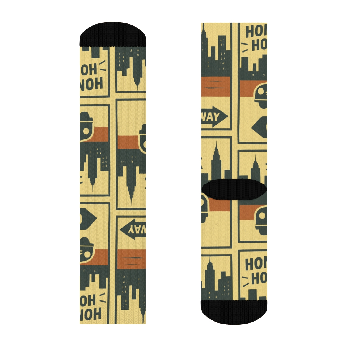 Taxi Driver Skyline Poster Tile In Lemon Yellow soft everyday crew socks